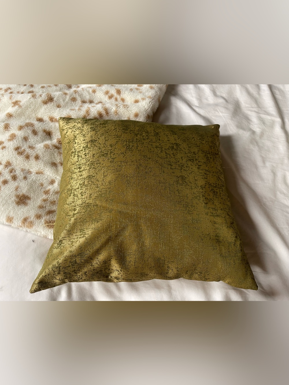 Textured Olive Green Decorative Throw Pillow